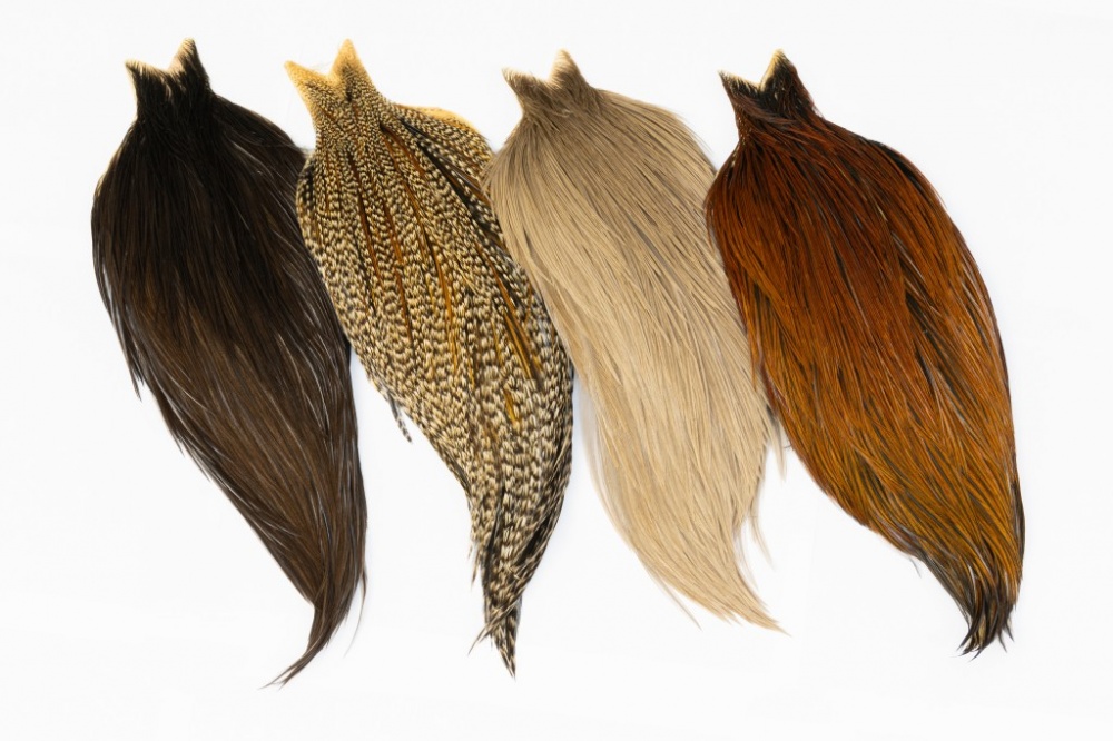 Whiting Hebert Miner Dry Fly Hackle Pro Grade Neck Golden Badger Fly Tying Materials